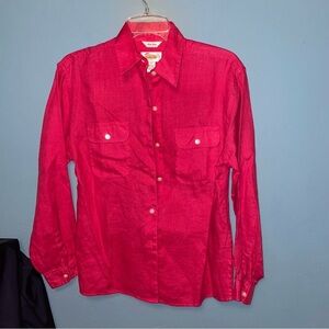 Talbots Vintage Irish Linen Button Down Collared Shirt Size 4